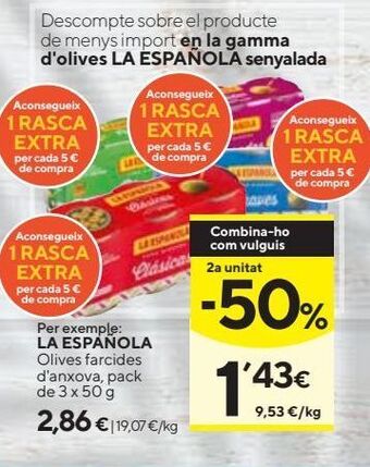 Caprabo Aceitunas rellenas de anchoa la española oferta