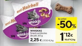 Caprabo Snacks para mascotas whiskas oferta