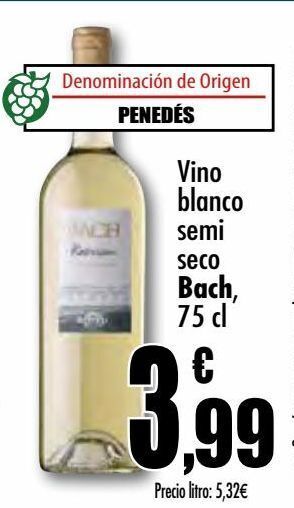 Unide Supermercados Vino blanco semi seco bach oferta