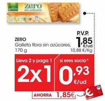 Eroski Zero galleta fibra sin azúcares 170 g oferta