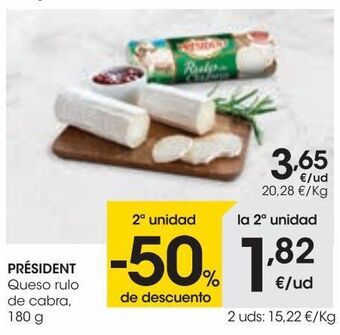 Eroski President queso rulo de cabra 180 g oferta