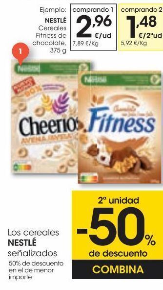Eroski Nestlé cereales fitness de chocolate con leche 375 g oferta