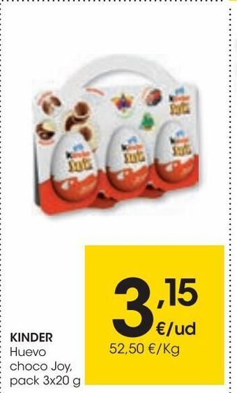 Eroski Kinder huevo choco joy pack 3x20 g oferta