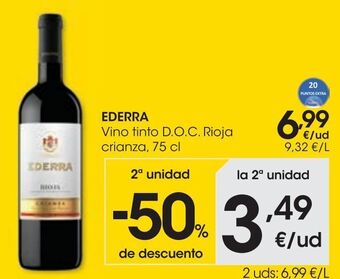 Eroski Ederra vino tinto d.o.c. rioja crianza 0,75 l oferta