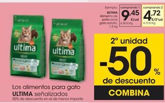 Eroski Ultima alimento de pollo-arroz gato adulto 1,5 kg oferta