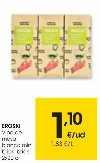 Eroski Eroski vino de mesa blanco mini brick brick 3x0,20 l oferta