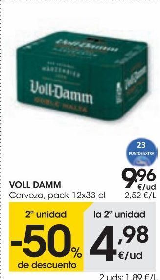 Eroski Voll damm cerveza pack 12x33 cl oferta
