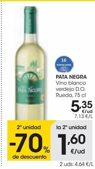 Eroski Pata negra vino blanco verdejo d.o. rueda 0,75 l oferta