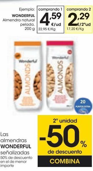 Eroski Wonderful almendra natural pelada 200 g oferta