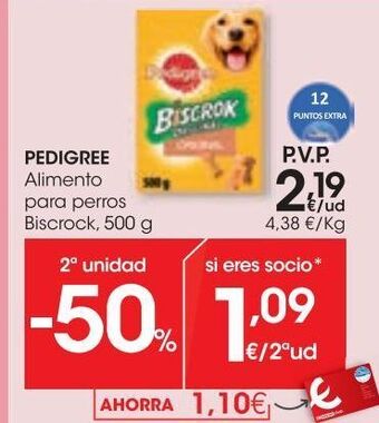 Eroski Pedigree alimento para perros biscrock 500 g oferta