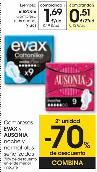 Eroski Ausonia compresa alas noche 9 uds oferta