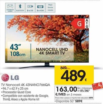 Eroski Lg tv nanocell 4k 43nano766qa oferta