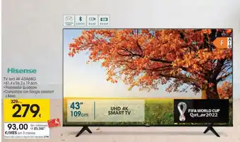 Eroski Hisense tv led 4k 43a6bg oferta