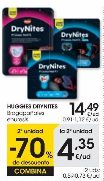 Eroski Dry nites braga noche niña 4-7 años (17-30 kg) 16 uds oferta