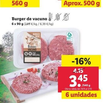Lidl Burger de vacuno oferta
