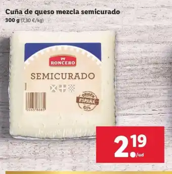 Lidl Cuña de queso mezcla semicurado 300 g oferta