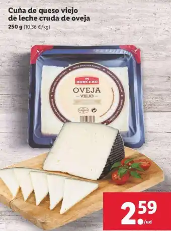 Lidl Cañu de queso viejo de leche cruda de oveja 250 g oferta
