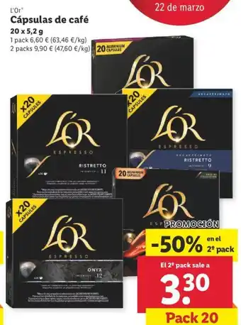 Lidl L'Or Cápsulas de café 20 x 5,2 g oferta