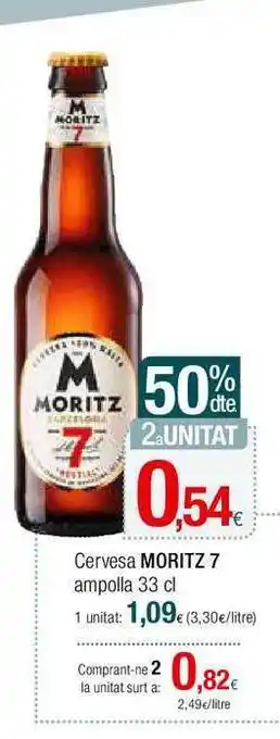Condis 50% dte 2a unitat cervesa moritz 7 ampolla oferta