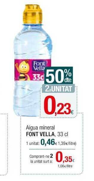Condis 50% dte 2a unitat aigua mineral font vella oferta