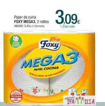 Condis Paper de cuina foxy mega3 2 rotllos oferta