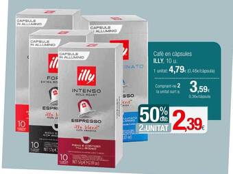 Condis 50% dte 2a unitat cafè en càpsules illy oferta