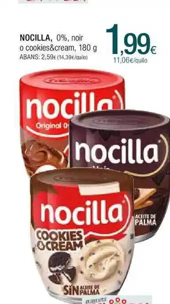 Condis Nocilla 0% noir o cookies&cream oferta