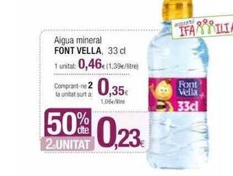 Condis 50% dte 2a unitat aigua mineral font vella oferta