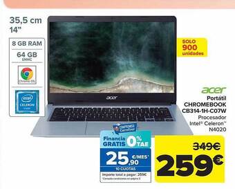 Carrefour Acer portátil chromebook cb314-1h-c07w oferta