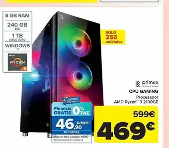 Primux cpu gaming procesador amd ryzen 3 2100ge