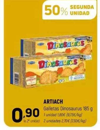 Coviran 50% segunda unidad artiach galletas dinosaurus oferta
