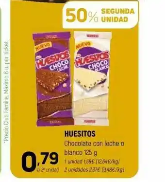 Coviran 50% segunda unidad huesitos chocolate con leche o blanco oferta