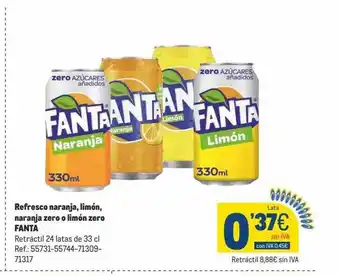 Makro Refresco naranja, limón, naranja zero o limón zero fanta oferta