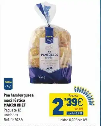 Makro Pan hamburguesa maxi rústica makro chef oferta