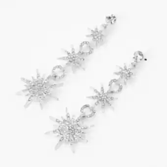 Claire's Silver starburst 2.5" linear drop earrings oferta