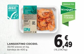 Hipercor Langostino cocido oferta