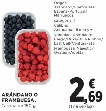 Hipercor Arándano o frambuesa oferta