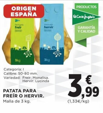 Hipercor Patata para freir o hervir oferta