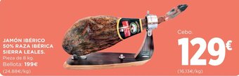 Hipercor Jamón ibérico +50% raza ibérica sierra leales oferta