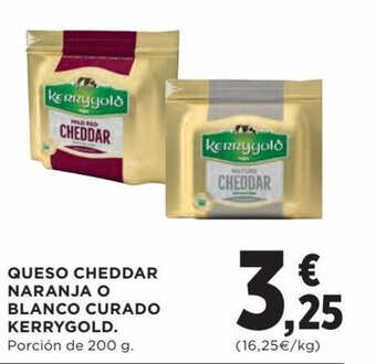 Hipercor Queso cheddar naranja o blanco curado KERRYGOLD oferta