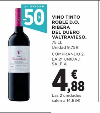 Hipercor Vino Tinto Roble D.O Ribera Del Duero Valtravieso oferta