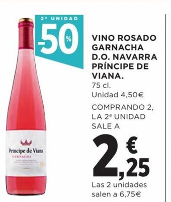 Hipercor Vino Rosado Garnacha D.O Navarra Príncipe de Viana oferta