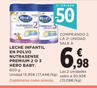 Hipercor Leche Infantil En Polvo Nutrasense Premium 2 o 3 Hero Baby oferta