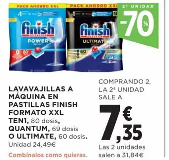 Hipercor Lavavajillas A Máquina En Pastillas Finish Formato XXXL Ten1 Quantum o Ultimate oferta