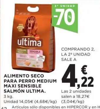 Hipercor Alimento Seco Para Perro Medium Maxi Sensible Salmón Ultima oferta
