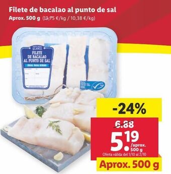 Lidl Filete de bacalao al punto de sal oferta