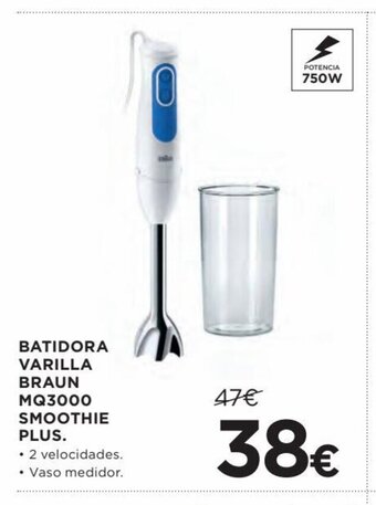 Hipercor Batidora Varilla Braun MQ3000 Smoothie Plus oferta