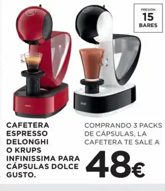 Hipercor Cafetera Espresso Delonghi o Krups Infinissima Para Cápsulas Dolce Gusto oferta