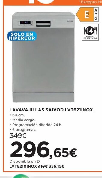 Hipercor Lavavajillas Saivod LVT621INOX oferta