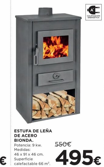 Hipercor Estufa de Lena de Acero Bionda oferta